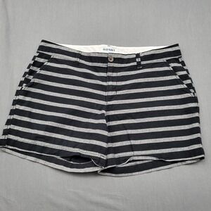 Old Navy Everyday 5 Short Womens 12 Black Gray Striped Cotton Chino Shorts